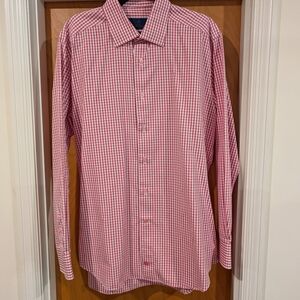 David Donahue Red and White Checkered Button Down Shirt
